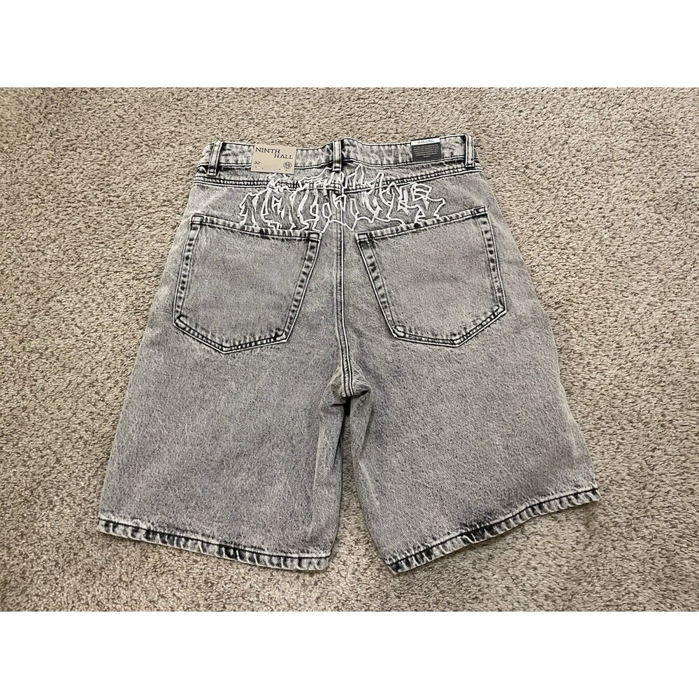 Ninth Hall Waylay Black Denim Shorts Mens Womens Unisex Size 32 NEW - Picture 4 of 5